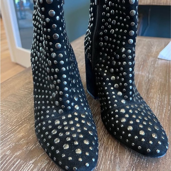 Vince Camuta Studded Black Suede Ankle Boots - Women's Fashion Boots - Picture 3 of 5
